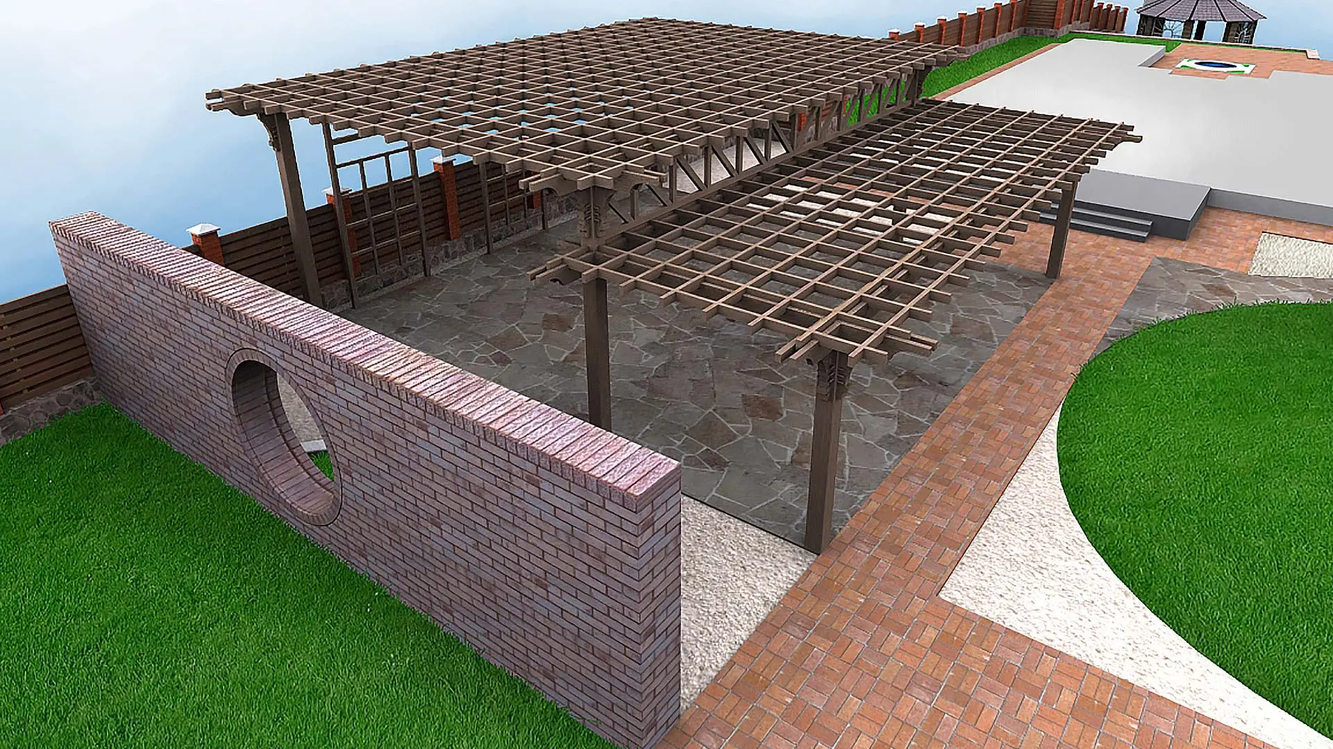 Rendered 3D design outdoor living in Oakland, CA.