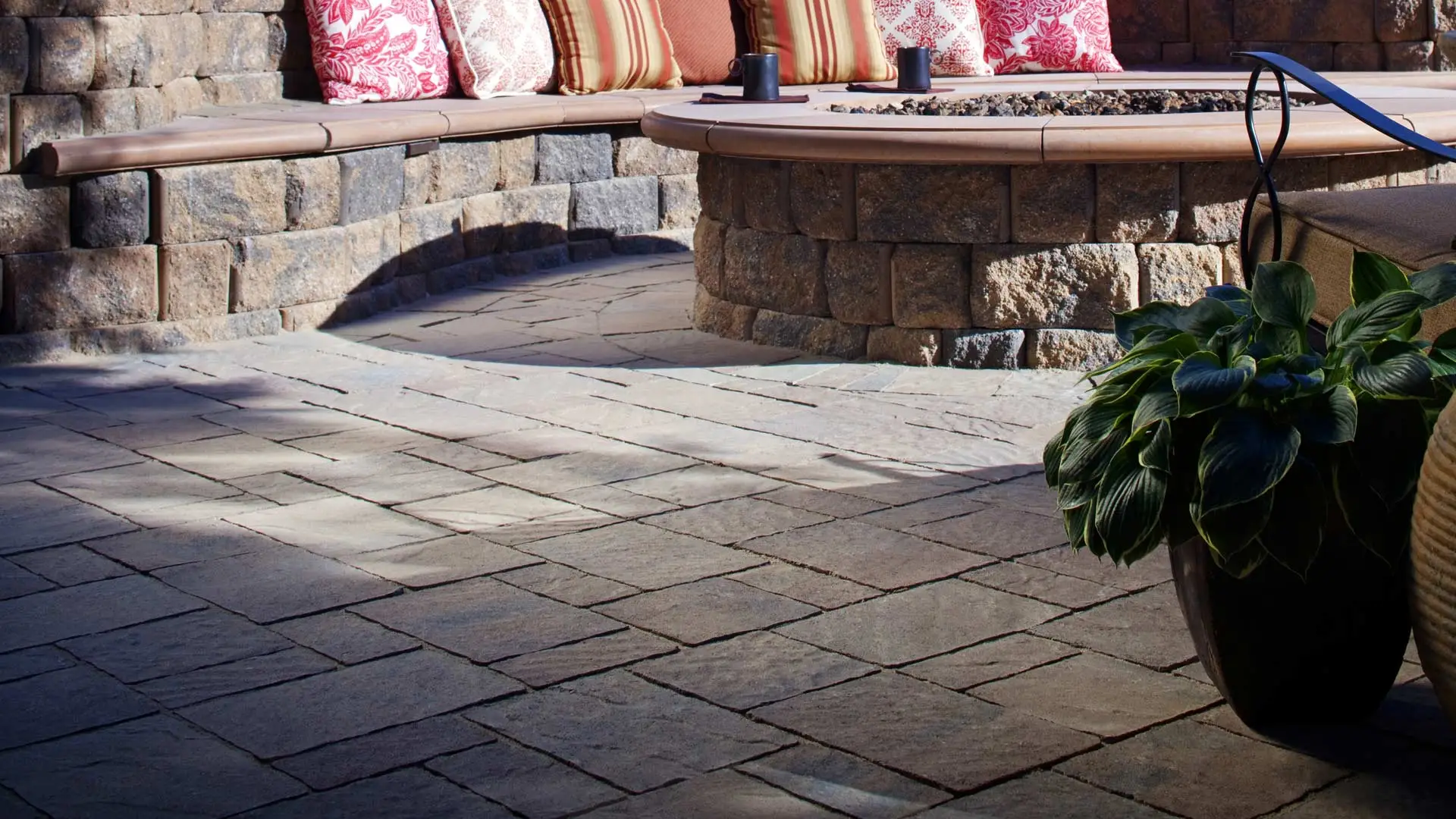 Outdoor paver patio paver seating and a paver fire place in San Ramon, CA.