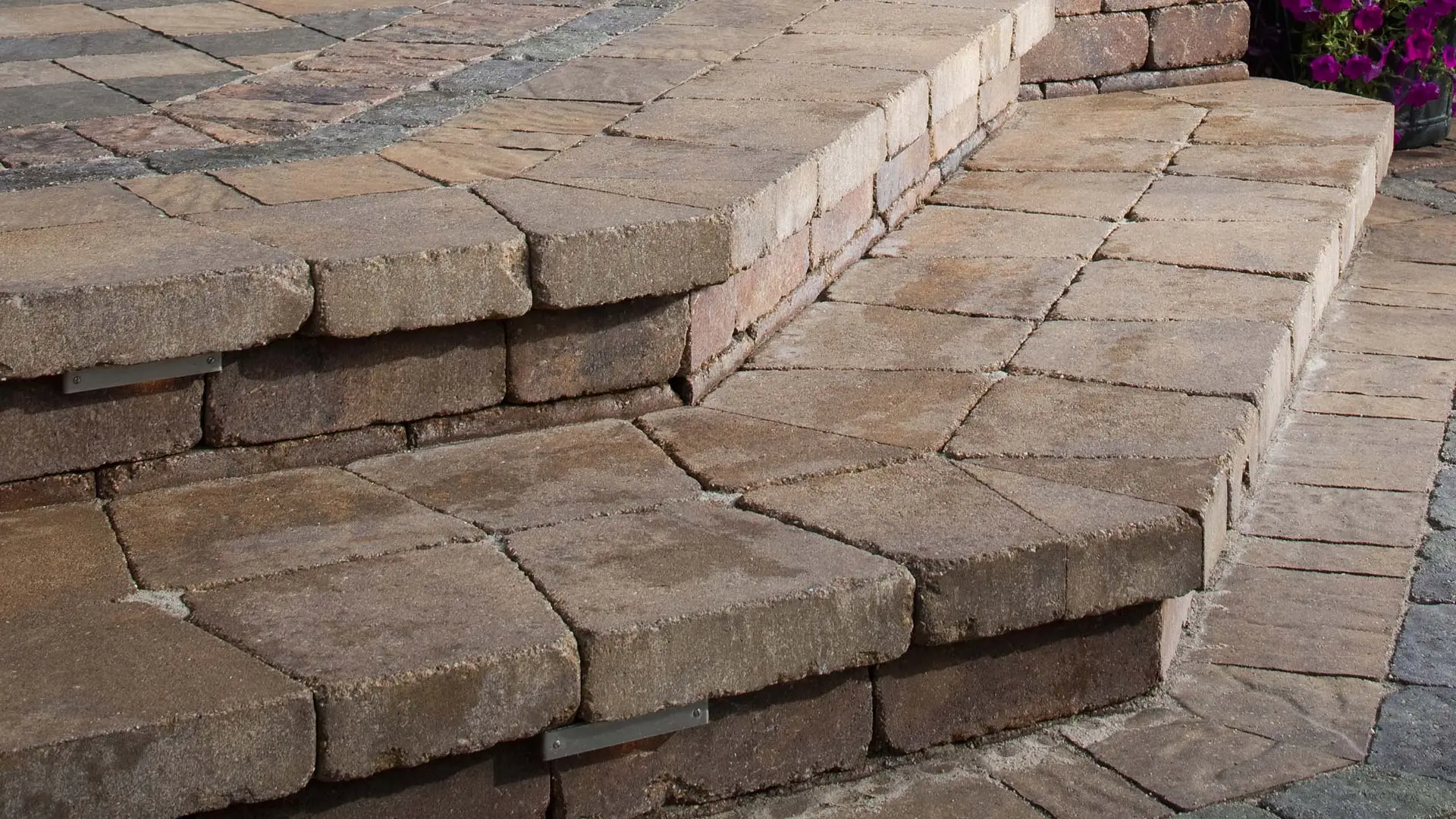 Outdoor living paver steps installed in Alameda, CA.