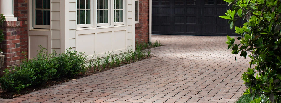 Outdoor paver driveway installation in Alameda, CA.