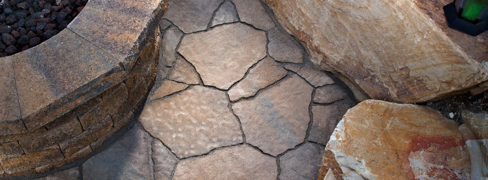 Outdoor fire pit and paver installation in Hillsborough, CA.