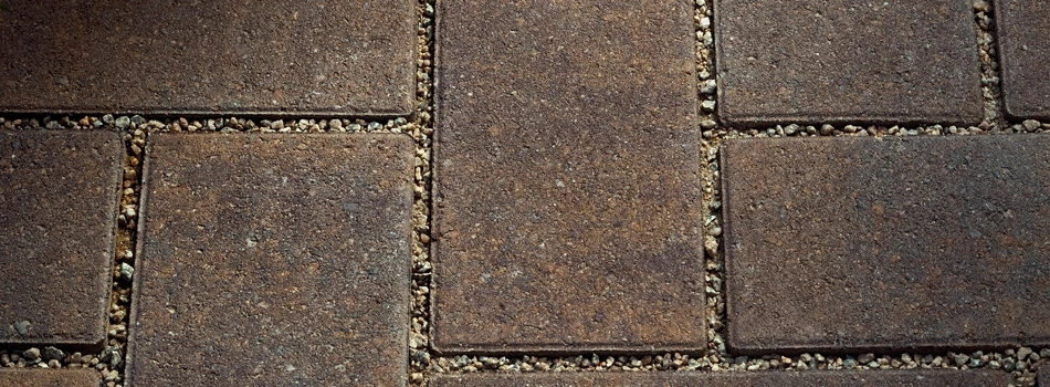 Outdoor permeable paver patio close up in Santa Clara, CA.