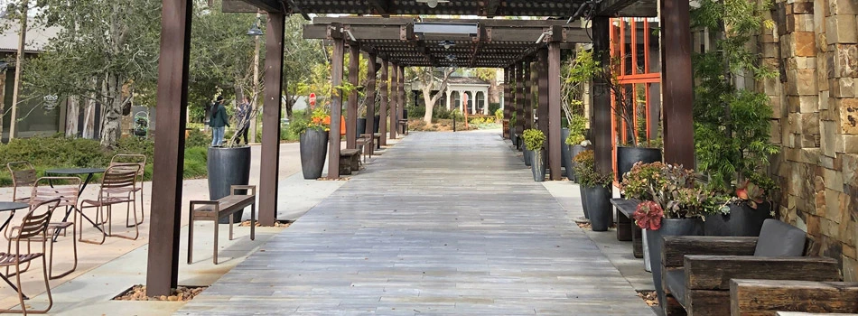 Outdoor porcelain patio installation in San Ramon, CA.
