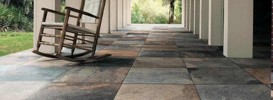 Outdoor porcelain paver patio installation in Fruitvale, CA.