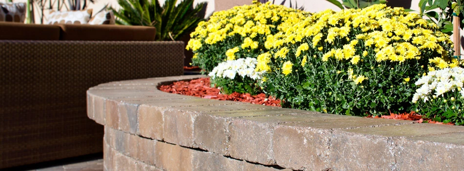 Outdoor paver seating wall installation in Freemont, CA.