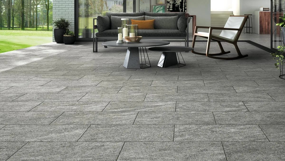 Modern patio with gray pavers in San Francisco, CA.