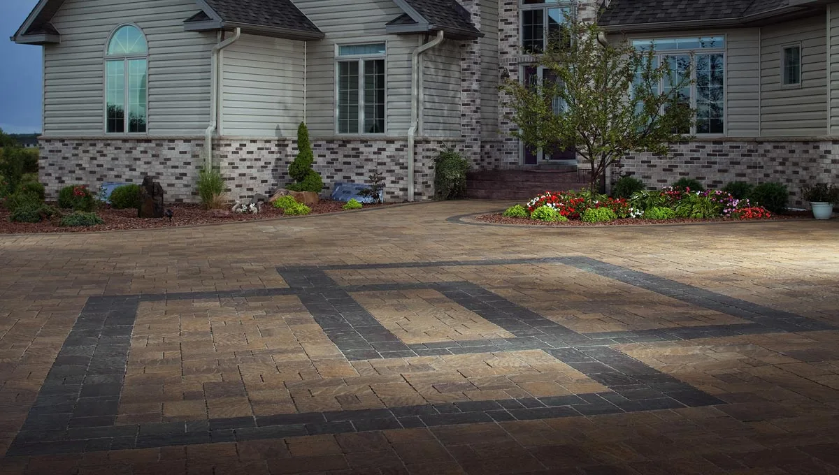 Custom paver driveway with pattern at home in San Francisco, CA.