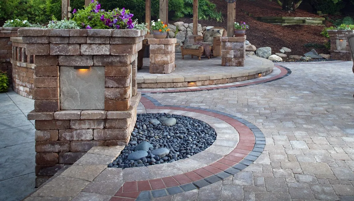 Home in San Francisco, CA with a multi-level patio and water feature.