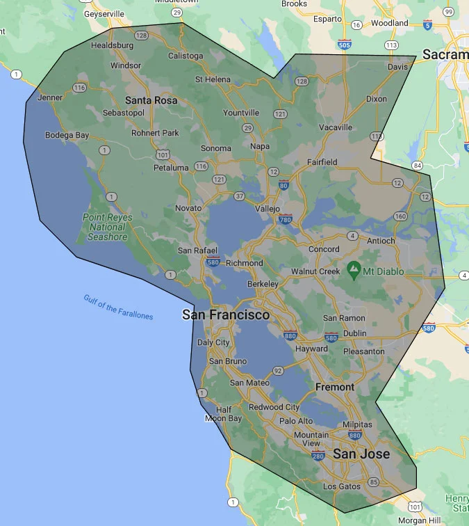 Areas we service in the San Francisco area.